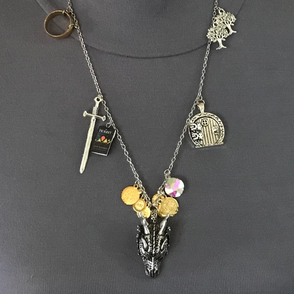 The Hobbit J. R. R. Tolkien Handmade Literature Necklace, Smaug Arkenstone Ring - Picture 8 of 16